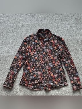 Ted Baker Men’s Black Floral Long-Sleeve Button-Up Shirt